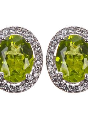 橄榄石耳钉银镀金戴妃款戒指吊坠