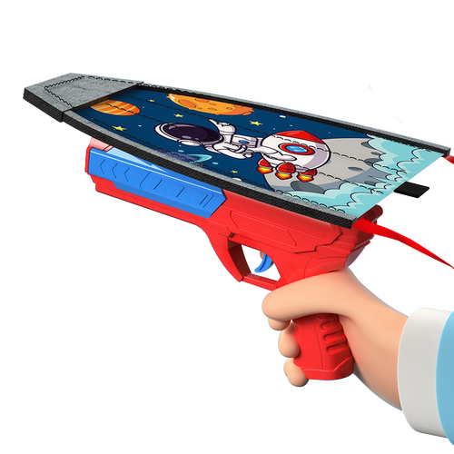 儿童户外发光春游露营玩具弹射风筝枪滑行手持泡沫飞机火箭小男孩