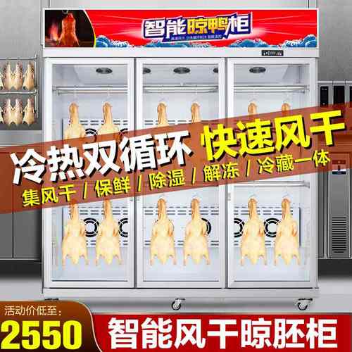 粤越月晾鸭柜商用智能烧鹅烧腊烘干机风冷晾胚凉烤鸭风干柜吹鸭柜