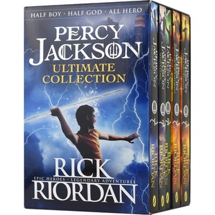 Percy Jackson 波西·杰克逊5册盒装 神话玄幻小说 神火之盗 妖魔之海 章节书 英语课外读物 英文原版进口儿童图书