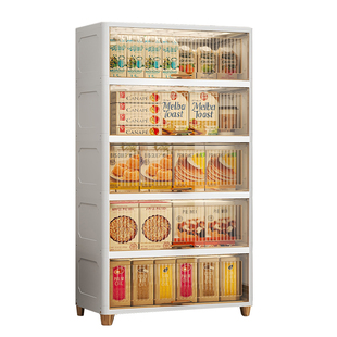 80CM面宽特大款翻门式收纳柜家用客厅置物柜透明储物柜翻盖五斗柜