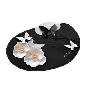 高级感浴室地垫花卉硅藻泥吸水防滑垫卫生间厕所门口脚垫耐脏免洗