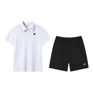 特步童装男童运动套装2026夏装中大童短袖POLO衫短裤儿童速干衣服