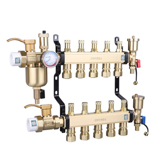 兴中德超大流量全铜地暖分水器地热4分20全通径一寸家用