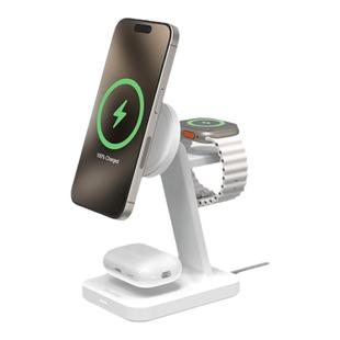 mophie摩尔菲磁吸三合一无线充电器Qi2认证适用iPhone17苹果17快充16/15充电头手表耳机applewatch充电座