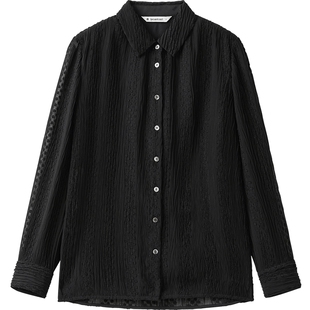 播商场同款黑色内搭叠穿衬衫女24冬季新款独特别致上衣BDR4CD3402