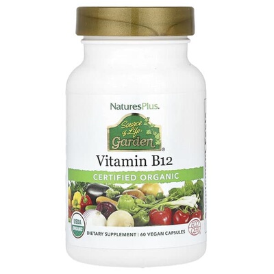 NaturesPlus,有机认可维生素 B12，60 粒全素胶囊