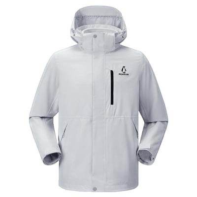 企鹅红色冲锋衣情侣抓绒内胆外套