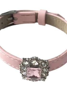 黑色皮带扣锆石金属手链女新款