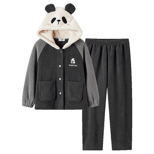 千线艺【轻暖澳粒绒】儿童睡衣冬季加厚珊瑚绒男女童摇粒绒家居服