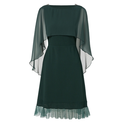 La Koradior拉珂蒂减龄显瘦2025夏季新款斗篷设计感洋装连衣裙女