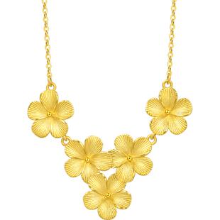 周生生珠宝生生有囍足金太阳花黄金项链婚嫁五金三金95303N