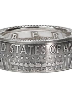 屾唐制造50美分银币欧美宽版戒指