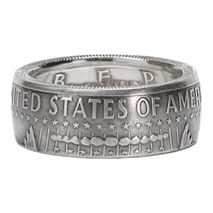 银戒指时尚个性设计感刻字定制高级感宽面潮男做旧手工50美分银币