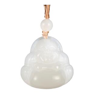 玉说和田玉羊脂白玉佛公吊坠女款玉坠高冰白玉弥勒笑佛玉佩玉挂件