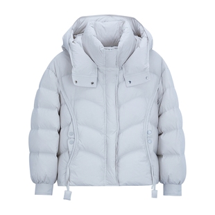 Mind Bridge女士短款连帽羽绒服2025年冬云朵泡芙外套纯色面包服