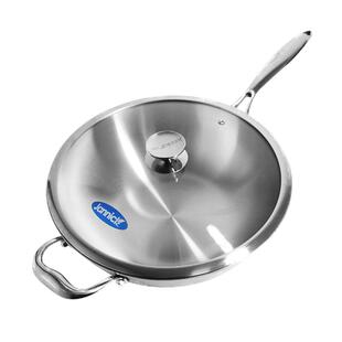 德国316不锈钢炒锅不粘锅无涂层无油烟无铆钉锅具平底炒菜锅32cm