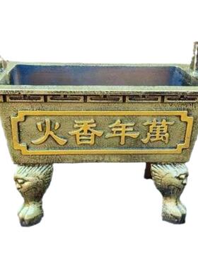 室外大香炉寺庙供奉寺院长方形特大型露天祠堂铜平口铸生铁香炉鼎