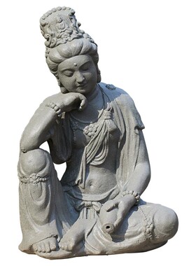 掬涵禅意水月观音菩萨流水摆件