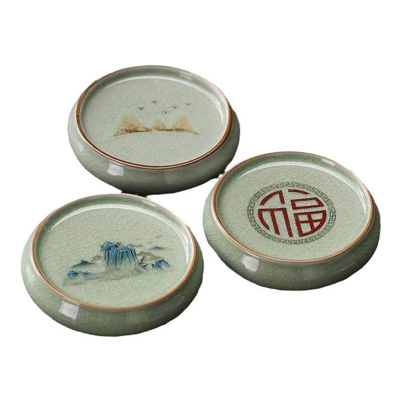 汝窑茶杯防烫隔热杯垫盖置开片