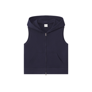 CountryMoment 叠穿利器 230g全棉短款连帽卫衣女春无袖马甲背心