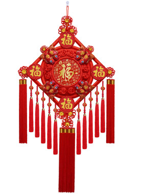 2026新款中国结挂饰五福桃木福字挂件大号客厅电视背景墙过年装饰