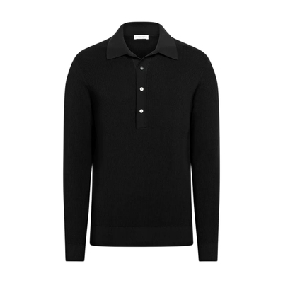 Suitsupply黑色棉混纺Polo衫
