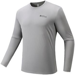 安踏长袖t恤男士2026新款透气运动服灰色男上衣健身跑步训练服