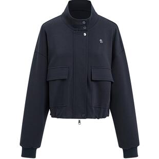 KBNE藏青色外套女工装风格子上衣2026秋季新款空气感针织百搭外衣