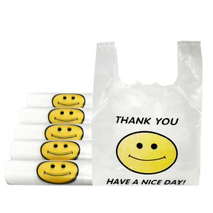 加厚笑脸袋白色红色食品级批发方便袋新料包装袋超市购物塑料袋