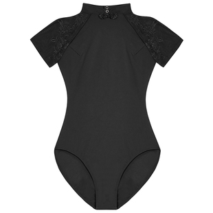 新中式舞蹈服成人芭蕾舞练功服女新款形体服黑色连体服体操服女生