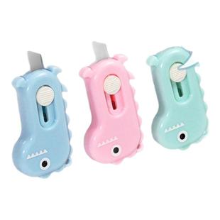 小恐龙美工刀迷你便携拆快递刀小号自动回弹学生拆信封裁纸刀小刀办公快递刻刀开箱神器笔刀裁剪随身便携批发