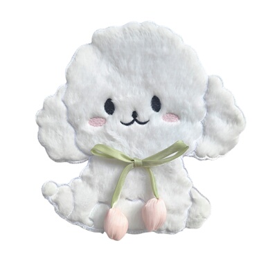 狗狗布贴大号白色毛绒花边