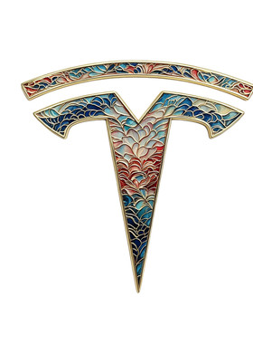 非遗仿珐琅彩国风特斯拉机盖标尾门标车标贴ModelYModel3配件logo