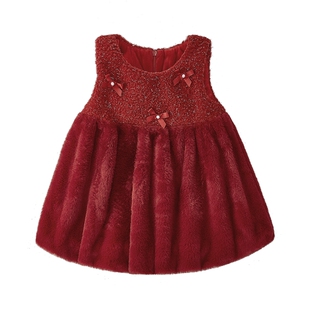 [抑菌锁温]公主裙女童连衣裙秋冬儿童加绒裙子新年宝宝红色冬装