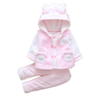 0女宝宝2女婴幼儿3秋冬装薄棉外出衣服新生儿春秋童装三件套装1岁