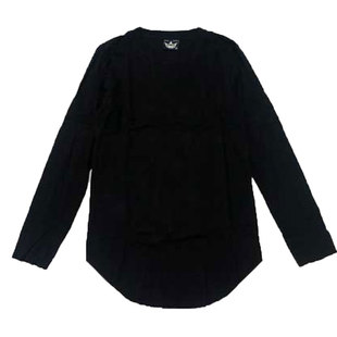 2019men long sleeve t-shirt 比伯高街加长款圆弧下打底长袖T恤