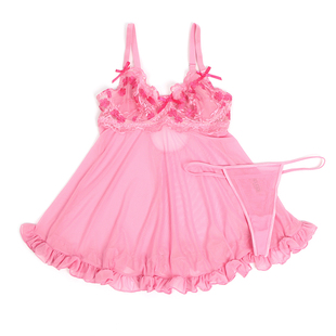 热辣睡衣性感带钢托聚拢大码胖妹妹火辣情调诱惑若隐若现吊带睡裙