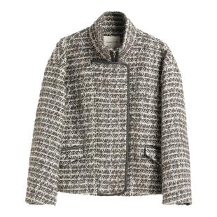 蒲PUKKA  毛呢外套拉链粗毛呢短外套女士设计感小众商场同款