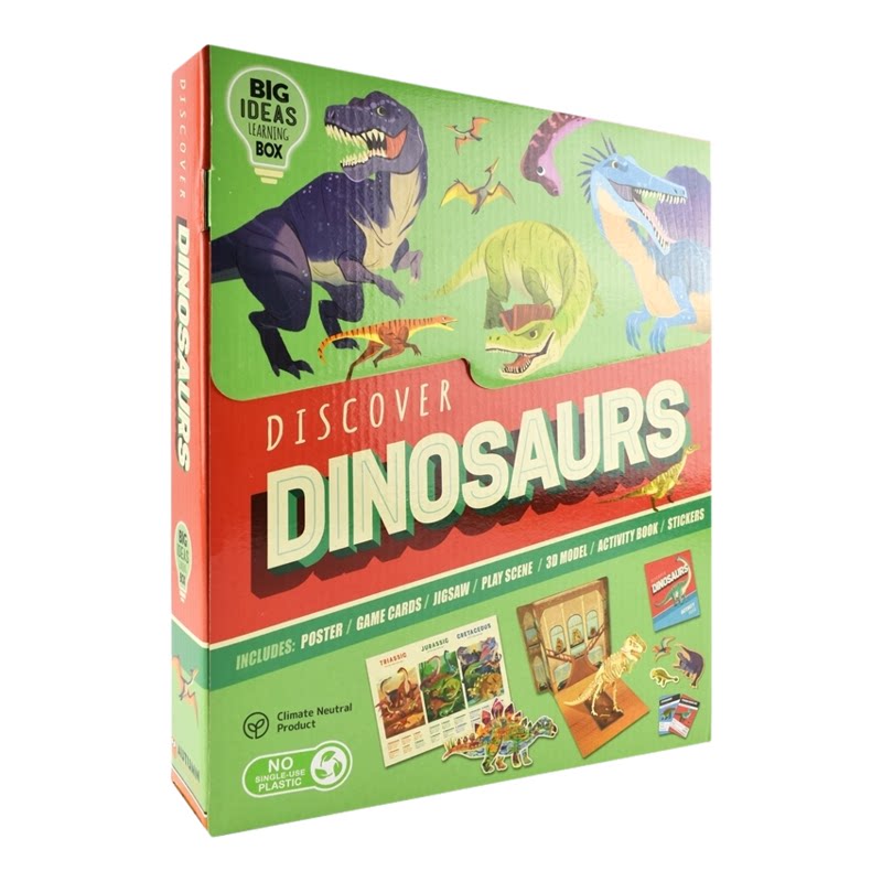 【自营】Discover Dinosaurs 恐龙大发现 儿童创意科普活动套盒 拼图海报贴纸3D模型活动书 百科读物 英文原版进口图书
