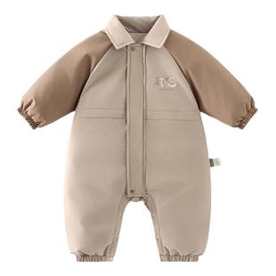 童泰婴儿羽绒连体衣冬季宝宝衣服儿童加厚外出哈衣五防鸭绒爬服