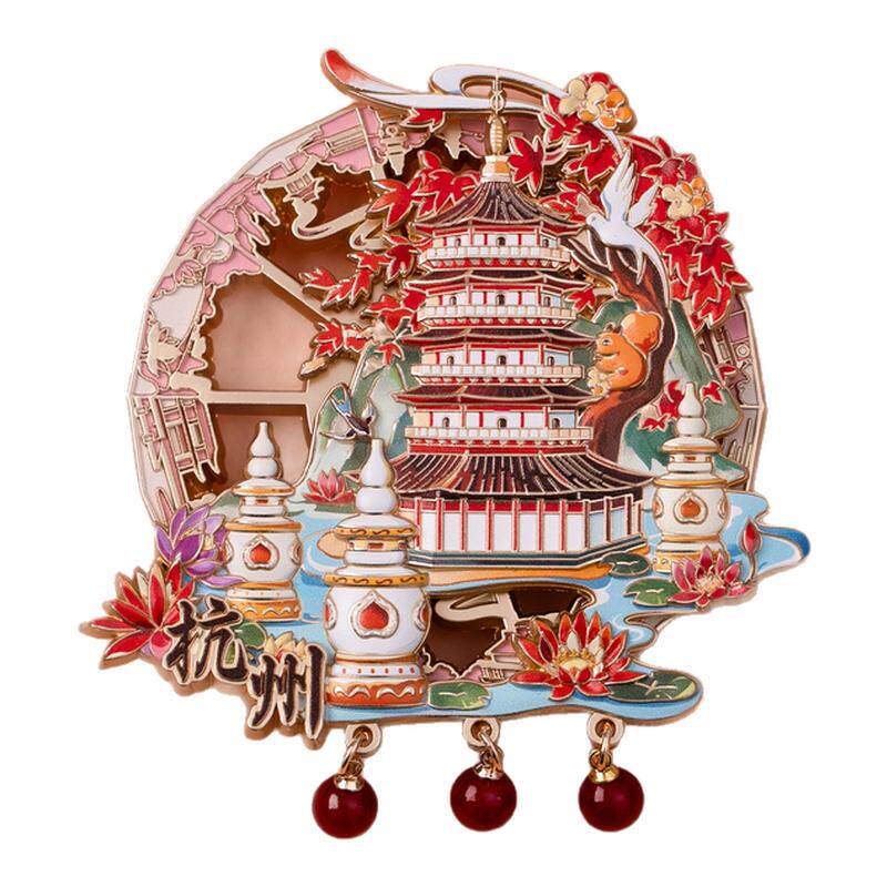 杭州旋转金属冰箱贴三潭印月