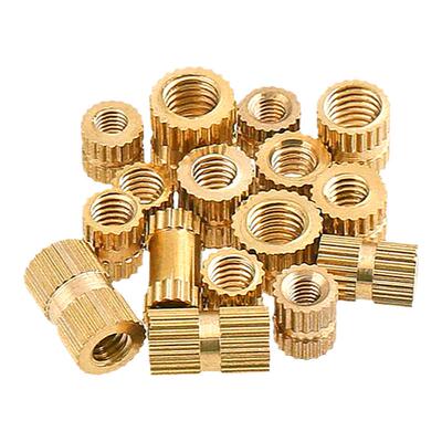 注塑铜螺母滚花铜螺母镶嵌件通孔盲孔直纹铜花螺母双向导角M1-M10