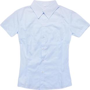 职业衬衫女短袖修身收腰白上衣商务正装竖纹工作气质宽松大码胖MM