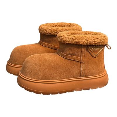 真皮丑萌大头松糕厚底雪地靴女