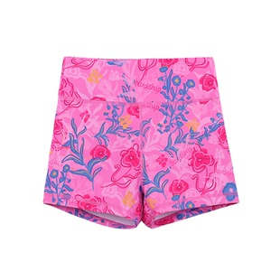 HARDSHIP|粉色花花 健身高弹不卷边训练裤 柔软粉色花朵女款短裤