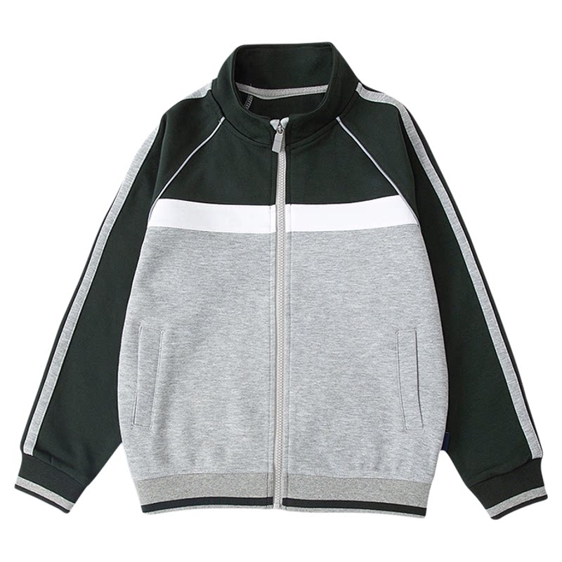 伊顿中小学生校服学院春秋纯棉舒适运动服墨绿浅灰棒球服校服套装