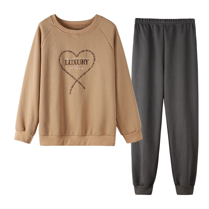 秋冬款睡衣女纯棉夹层套头家居服