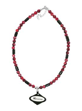 NAZOOM新中式麻石圆珠项链LOGO吊坠红色大理石锁骨链小众原创设计