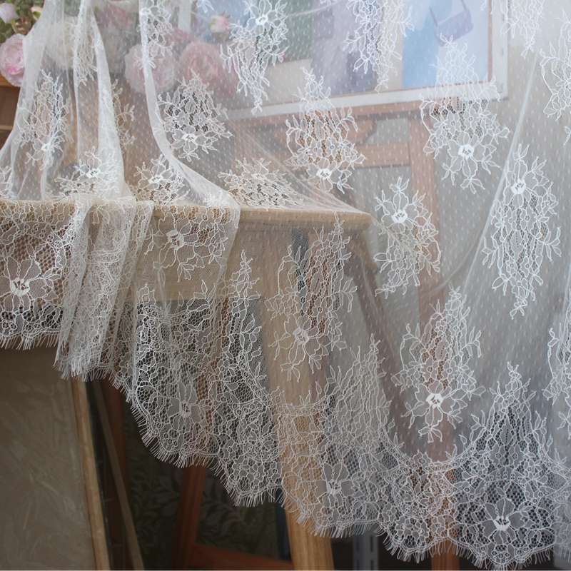 柔软亲肤剪线睫毛蕾丝花边面料 DIY婚纱头纱打底衫缝纫材料辅料